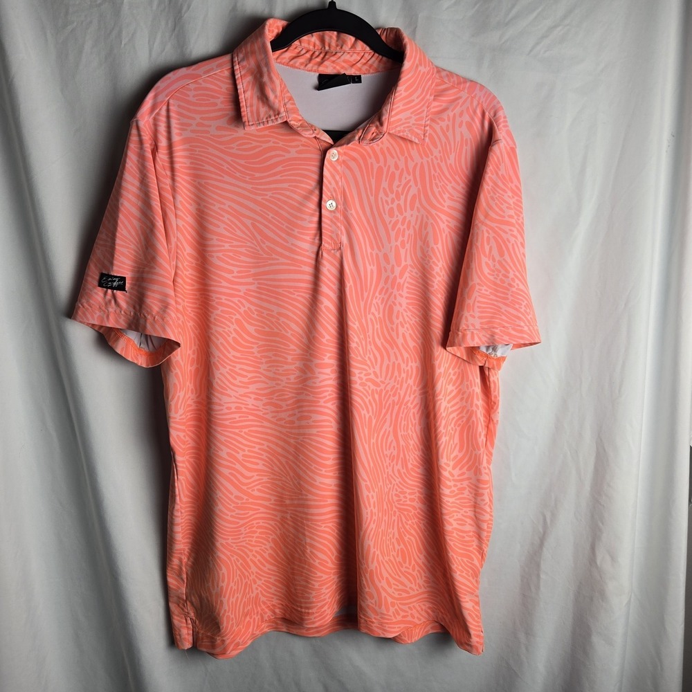 Sunday Swagger Crush Mens Large Golf Polo Neon‎ Orange Blend Performance Sports